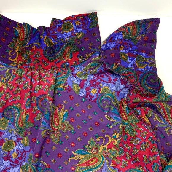 Vintage 90s Koret Paisley Print Secretary Blouse Sz 14 - Picture 12 of 16